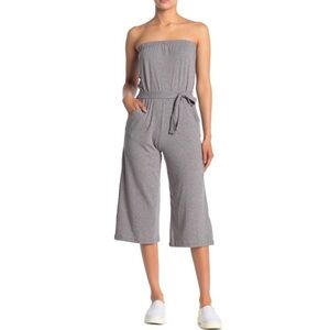 VELVET TORCH Strapless Waist Tie Jumpsuit